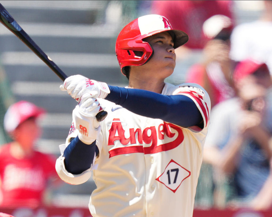 洛杉矶天使队大谷翔平（2023年8月23日拍摄）（日刊体育新闻社）