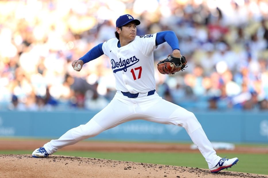 大谷压制红人打线5局仅失1分，以9次三振的好投，终于在749天后再度收下胜投。(C)Getty Images（THE DIGEST）