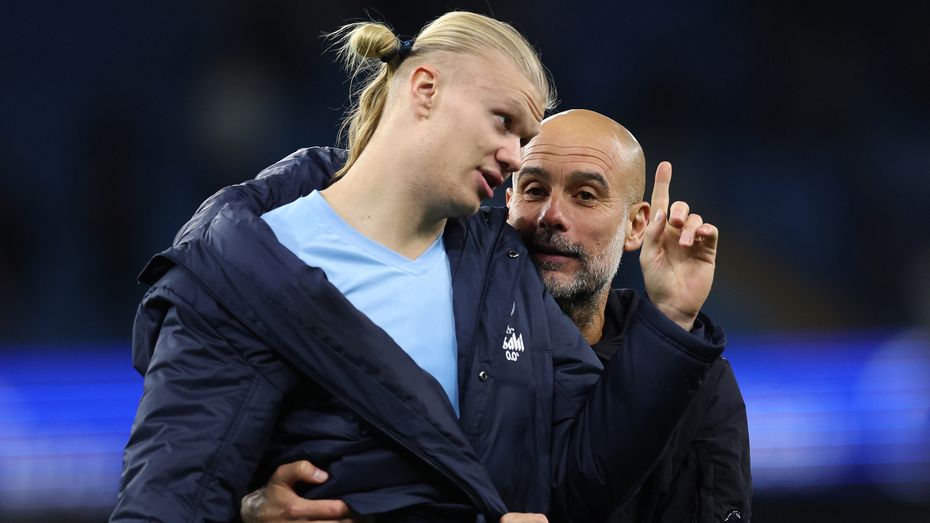 哈兰德与主帅瓜迪奥拉（C）Getty Images