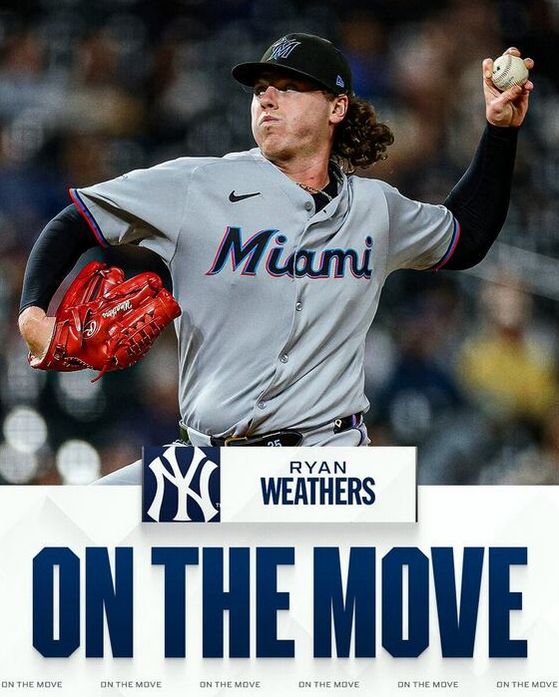 以交易方式转战洋基的莱恩·威瑟斯（引自MLB官方X）